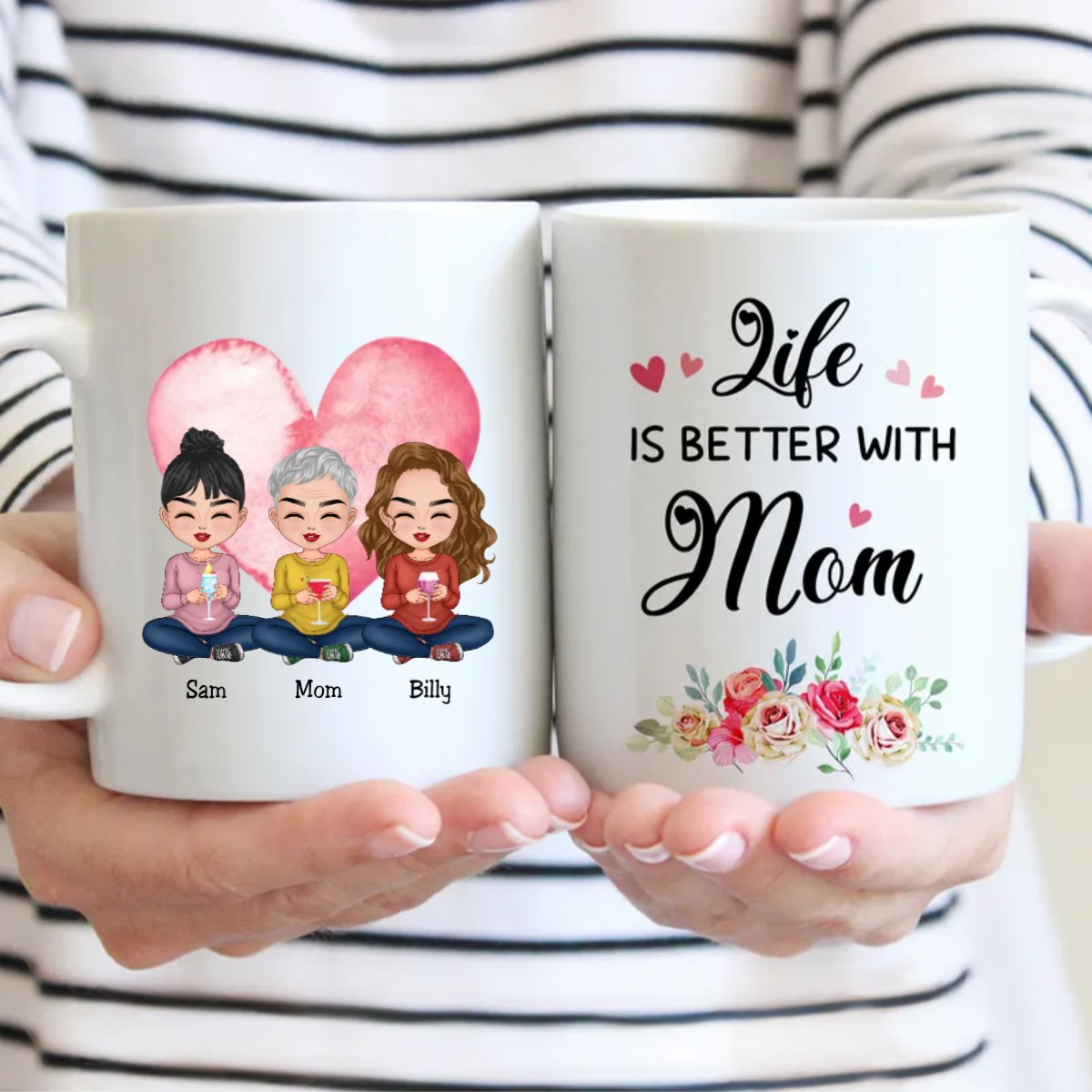 Family - Life is Better with Mom - Personalized Mug (LL) - Makezbright Gifts