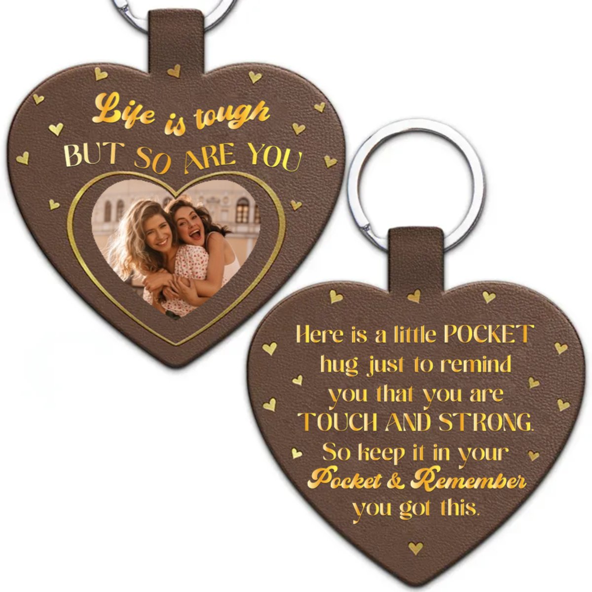 Family - Life Is Tough But So Are You - Personalized Leather Keychain - Makezbright Gifts