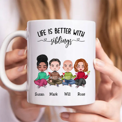 Family - Like Is Better With Siblings - Personalized Mug - Makezbright Gifts