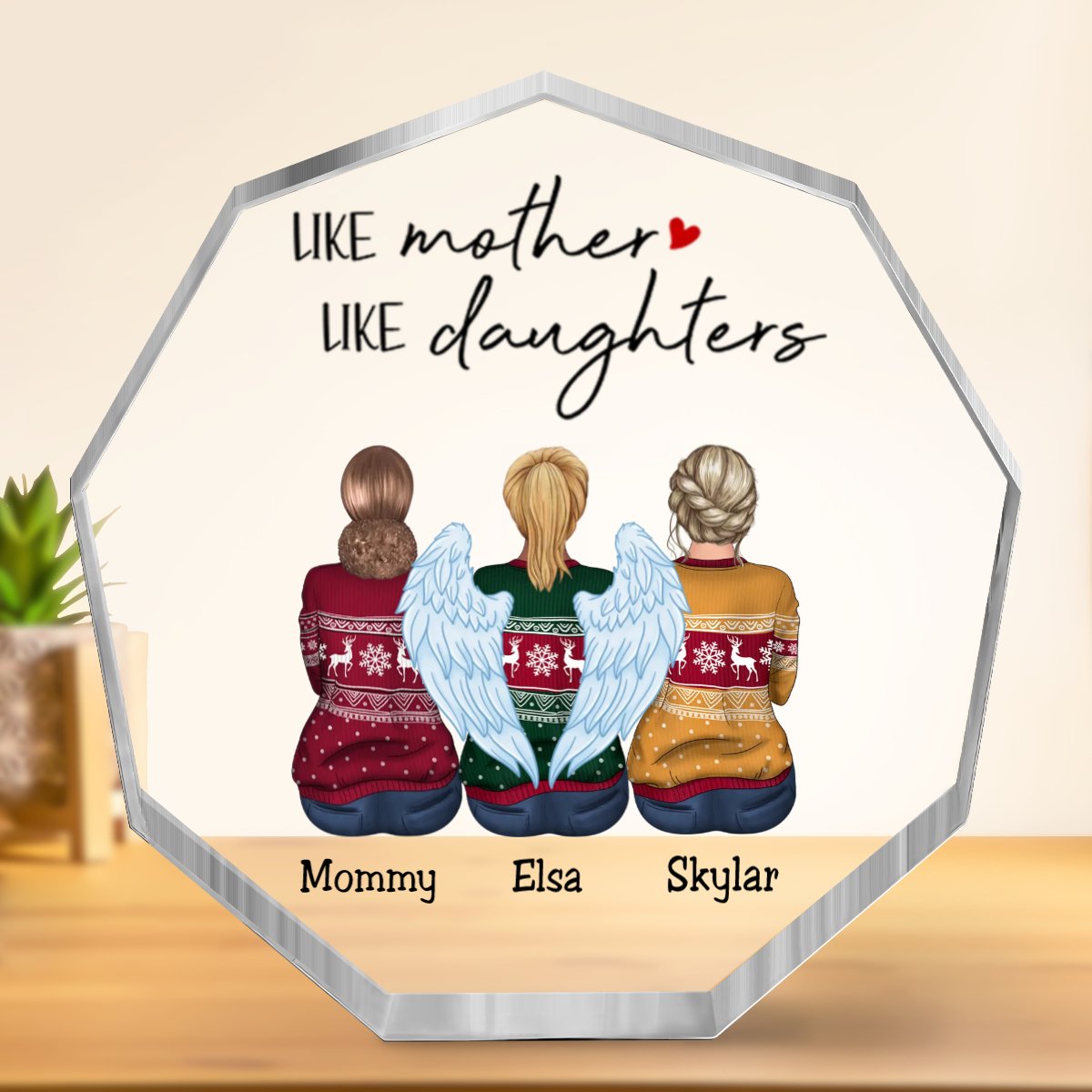 Family - Like Mother Like Daughter - Personalized Nonagon Acrylic Plaque (Ver. 2) - Makezbright Gifts