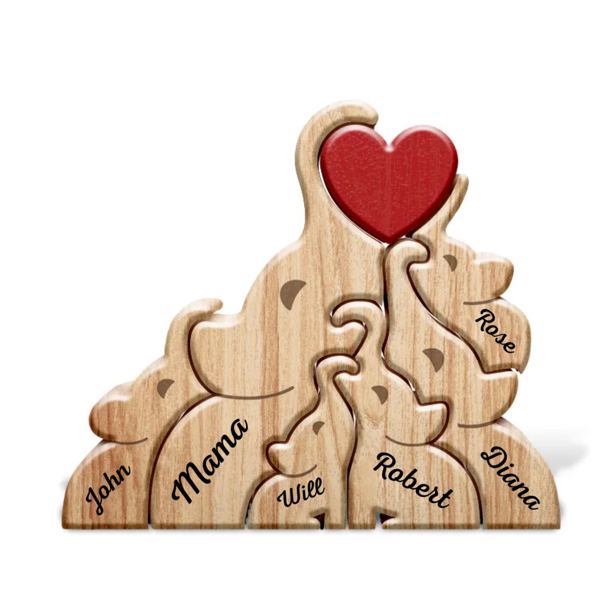 Family - Love Elephant Family - Personalized Wooden Puzzle - Makezbright Gifts