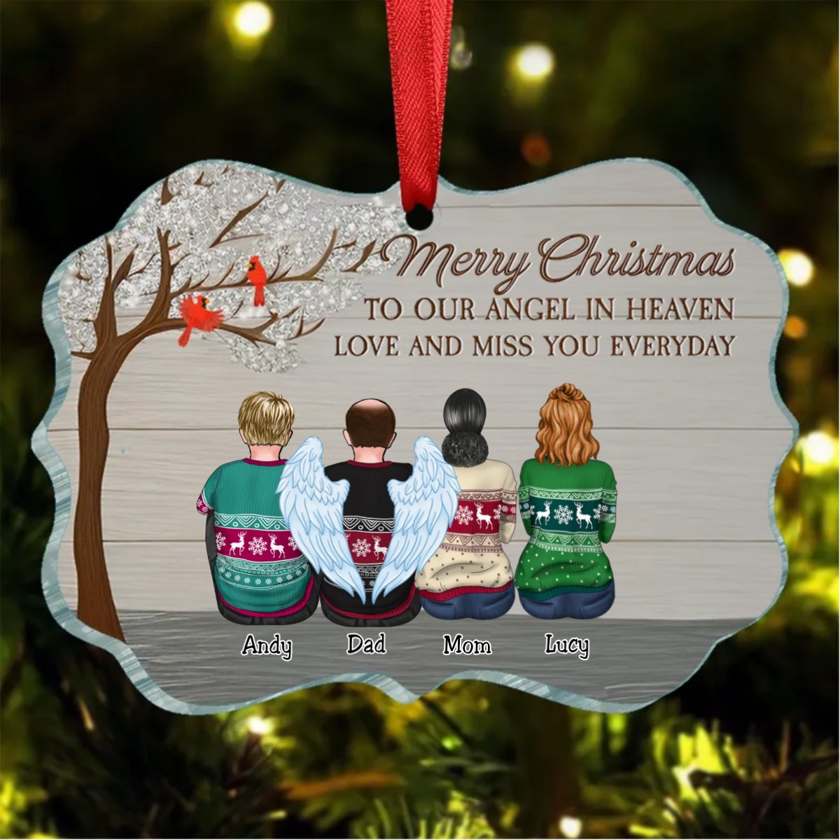 Family - Merry Christmas To Our Angels In Heaven Love And Miss You Everyday - Personalized Ornament - Makezbright Gifts