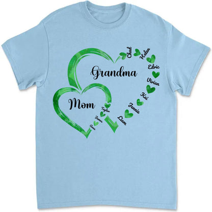 Family - Mom Grandma And Kids Heart - Personalized Unisex T - shirt - Makezbright Gifts