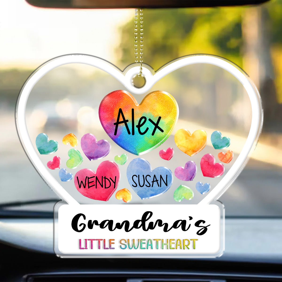 Family - Mom's Grandma's Little Sweethearts - Personalized Acrylic Car Hanger - Makezbright Gifts