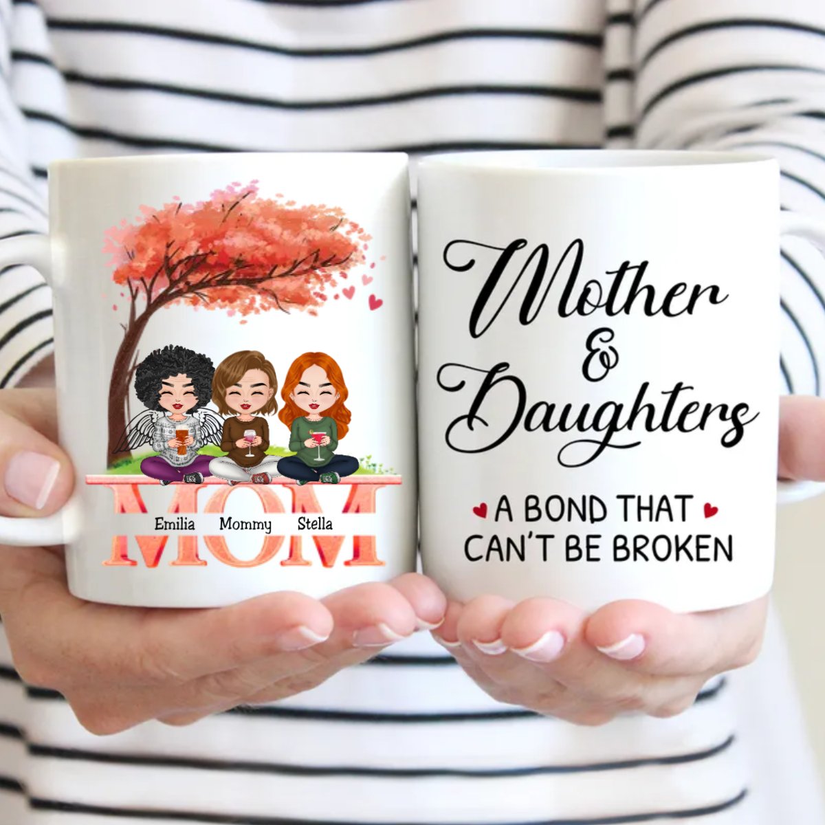 Family - Mother And Daughters A Bond That Cannot Be Broken - Personalized Mug (Ver. 2) - Makezbright Gifts