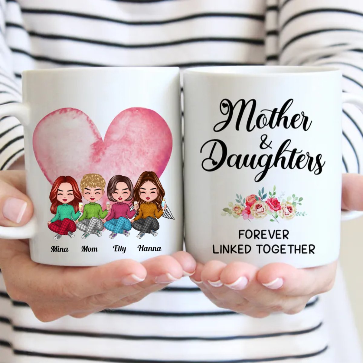 Family - Mother and Daughters A Bond That Can't Be Broken - Personalized Mug (LI) - Makezbright Gifts