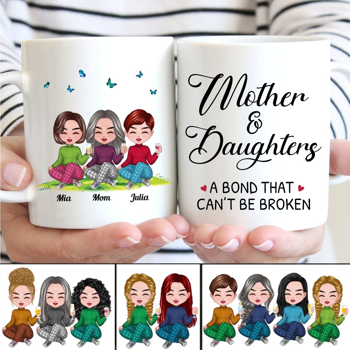 Family - Mother and Daughters A Bond That Can‘t Be Broken - Personalized Mug (LL) - Makezbright Gifts