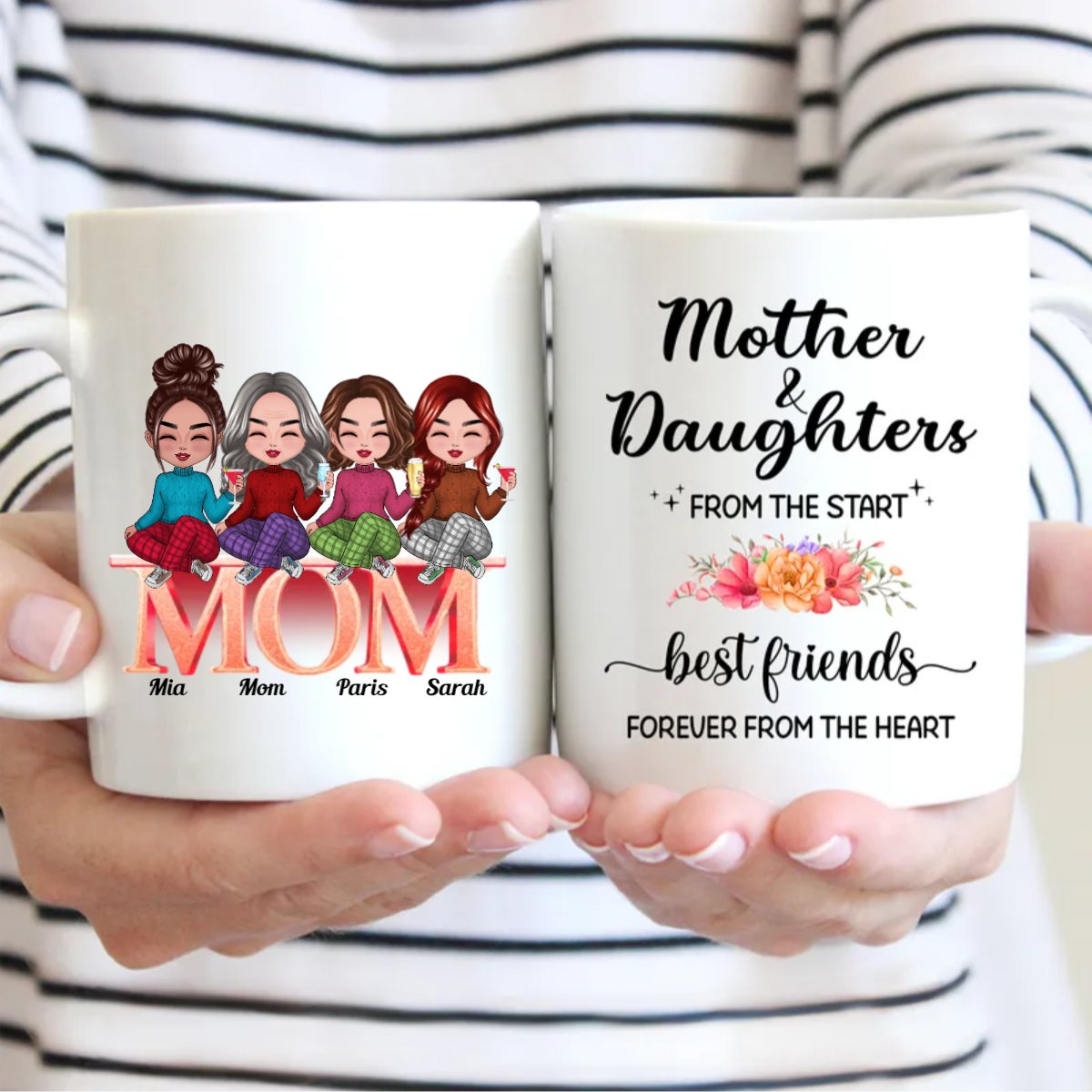 Family - Mother And Daughters From The Start, Best Friends From The Heart - Personalized Mug - Makezbright Gifts