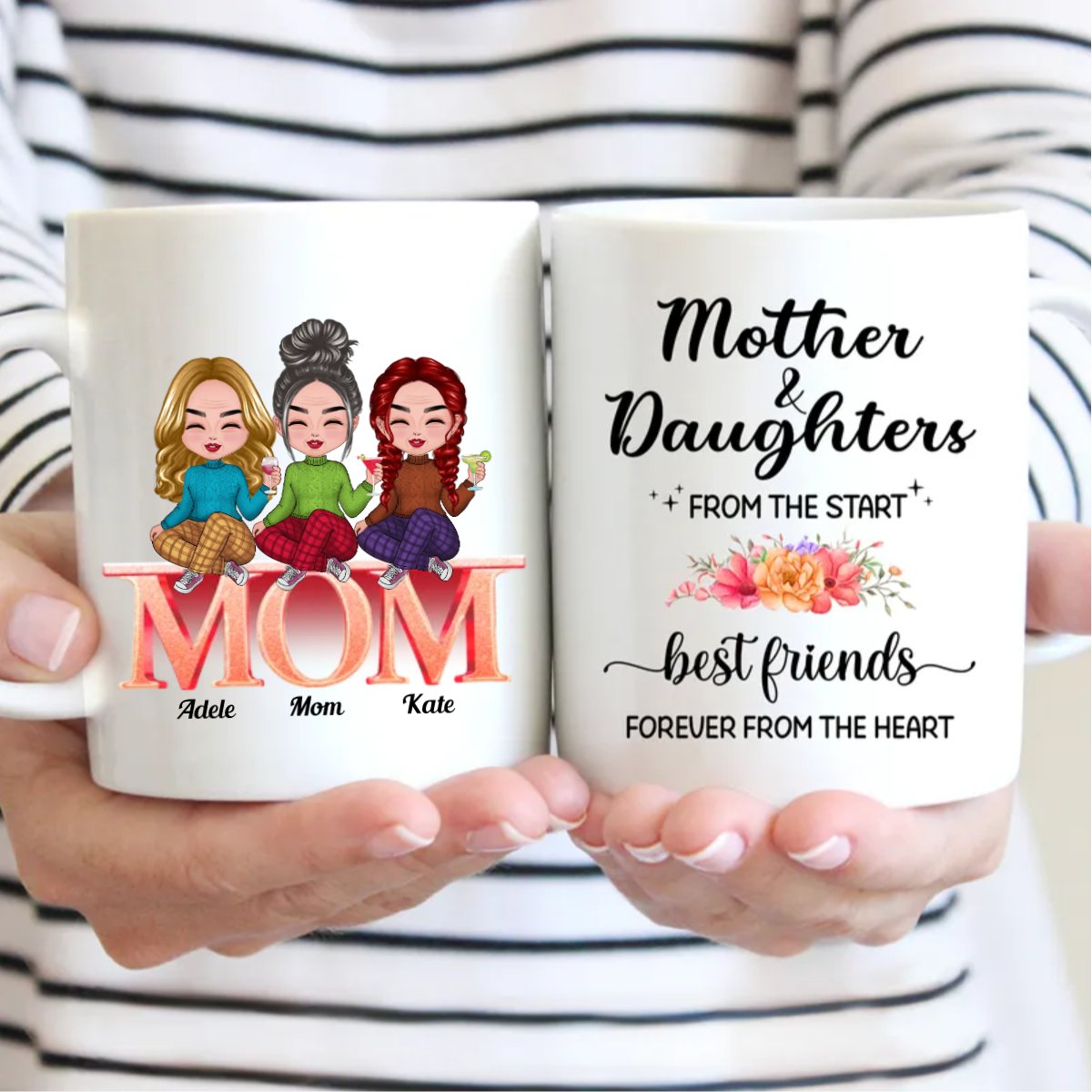 Family - Mother And Daughters From The Start, Best Friends From The Heart - Personalized Mug - Makezbright Gifts