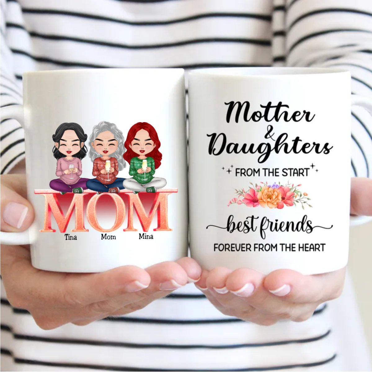 Family - Mother And Daughters From The Start, Best Friends From The Heart - Personalized Mug (AA) - Makezbright Gifts