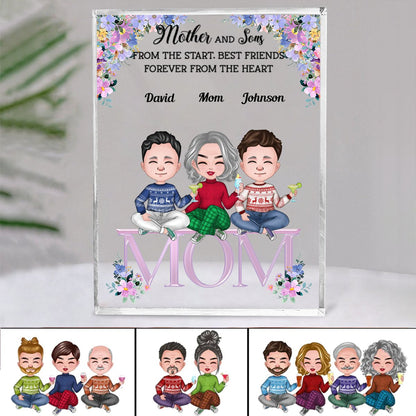 Family - Mother And Sons From The Start, Best Friends Forever From The Heart - Personalized Acrylic Plaque (NM) - Makezbright Gifts