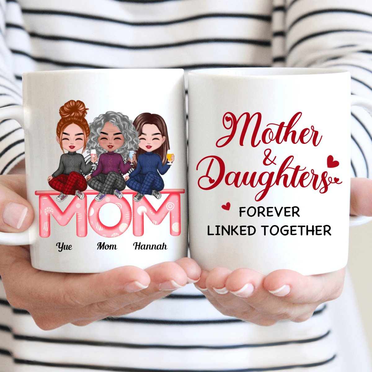 Family - Mother & Daughter Forever Linked Together - Personalized Mug (LH) - Makezbright Gifts