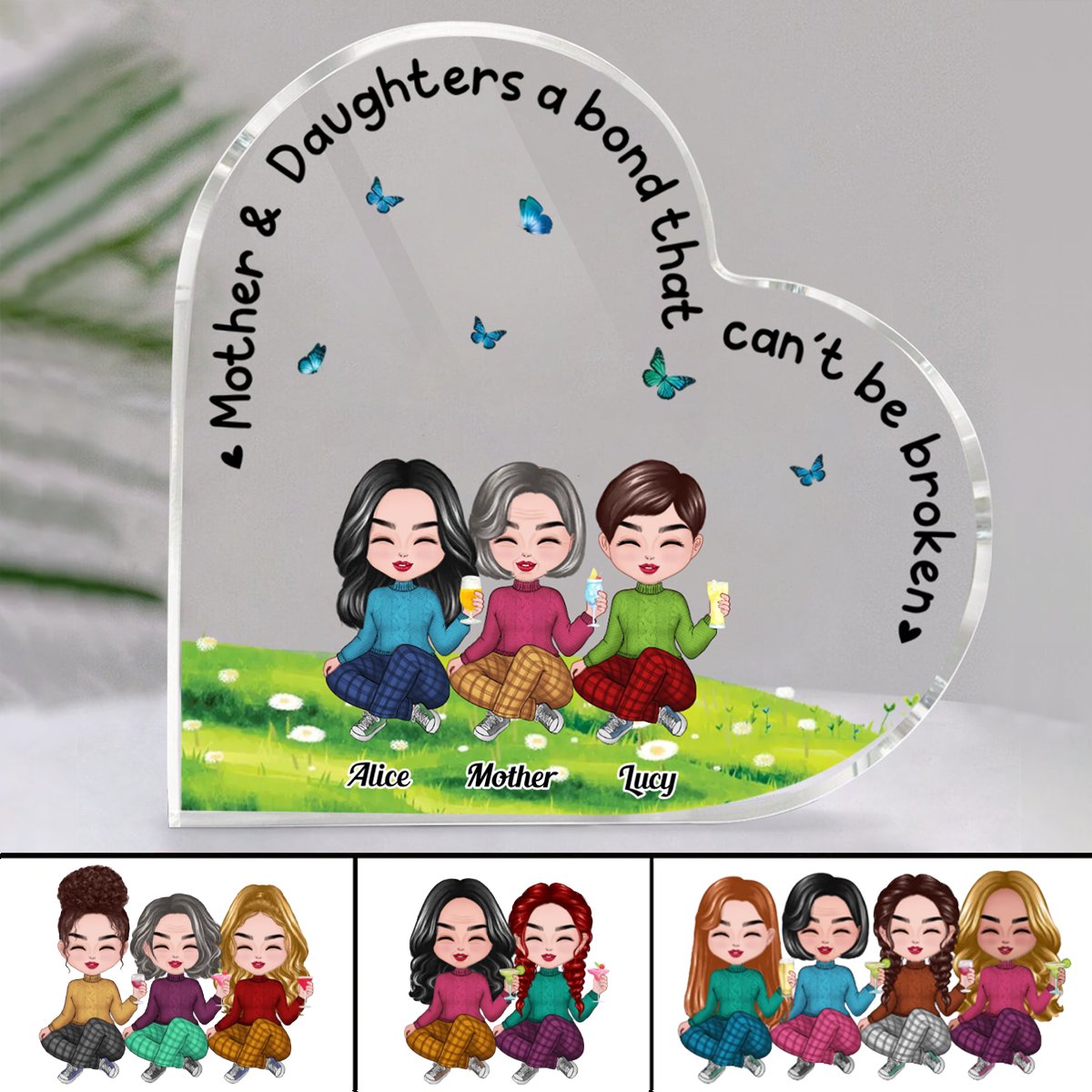 Family - Mother & Daughters A Bond That Can‘t Be Broken - Personalized Acrylic Plaque (MC) - Makezbright Gifts