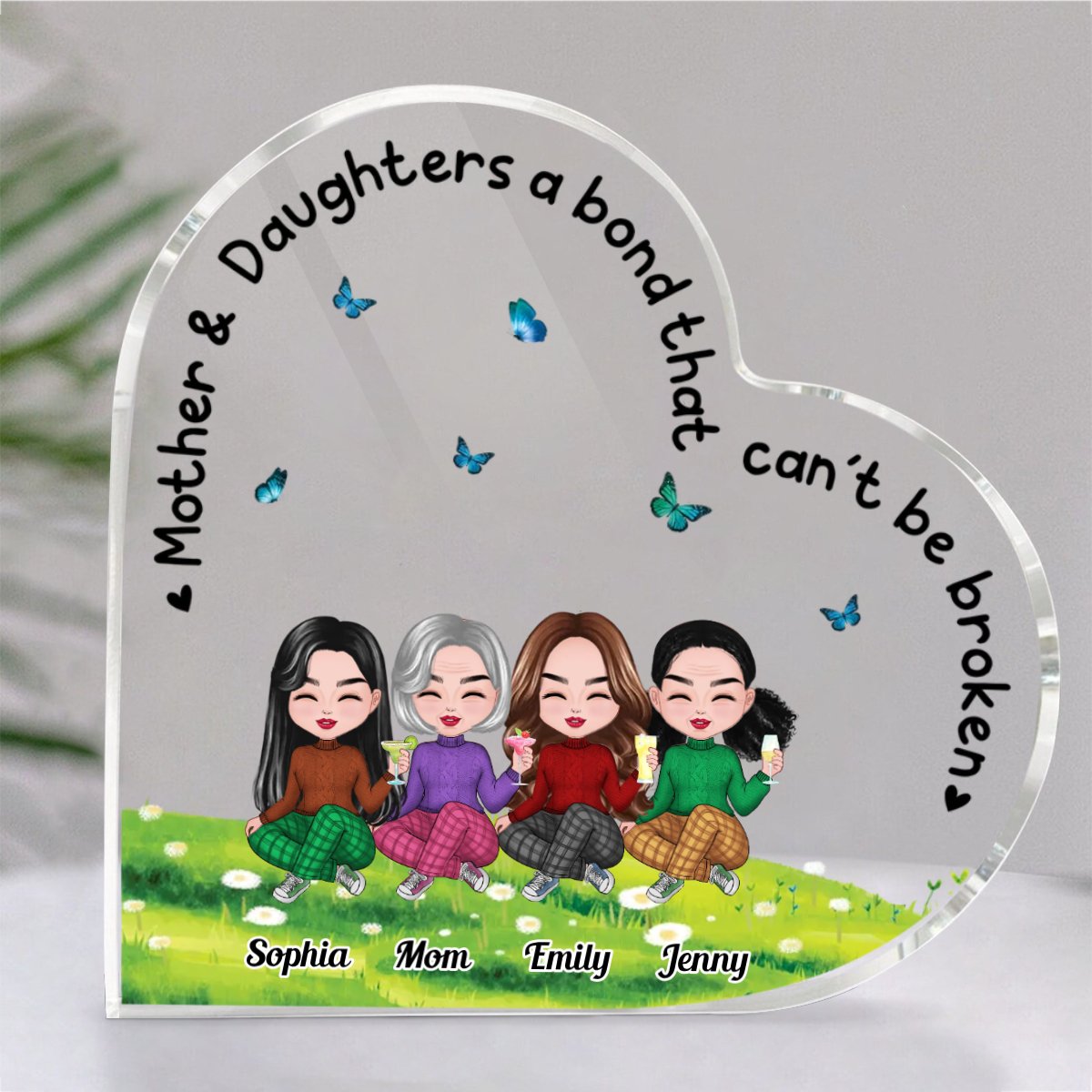 Family - Mother & Daughters A Bond That Can‘t Be Broken - Personalized Acrylic Plaque (MC) - Makezbright Gifts