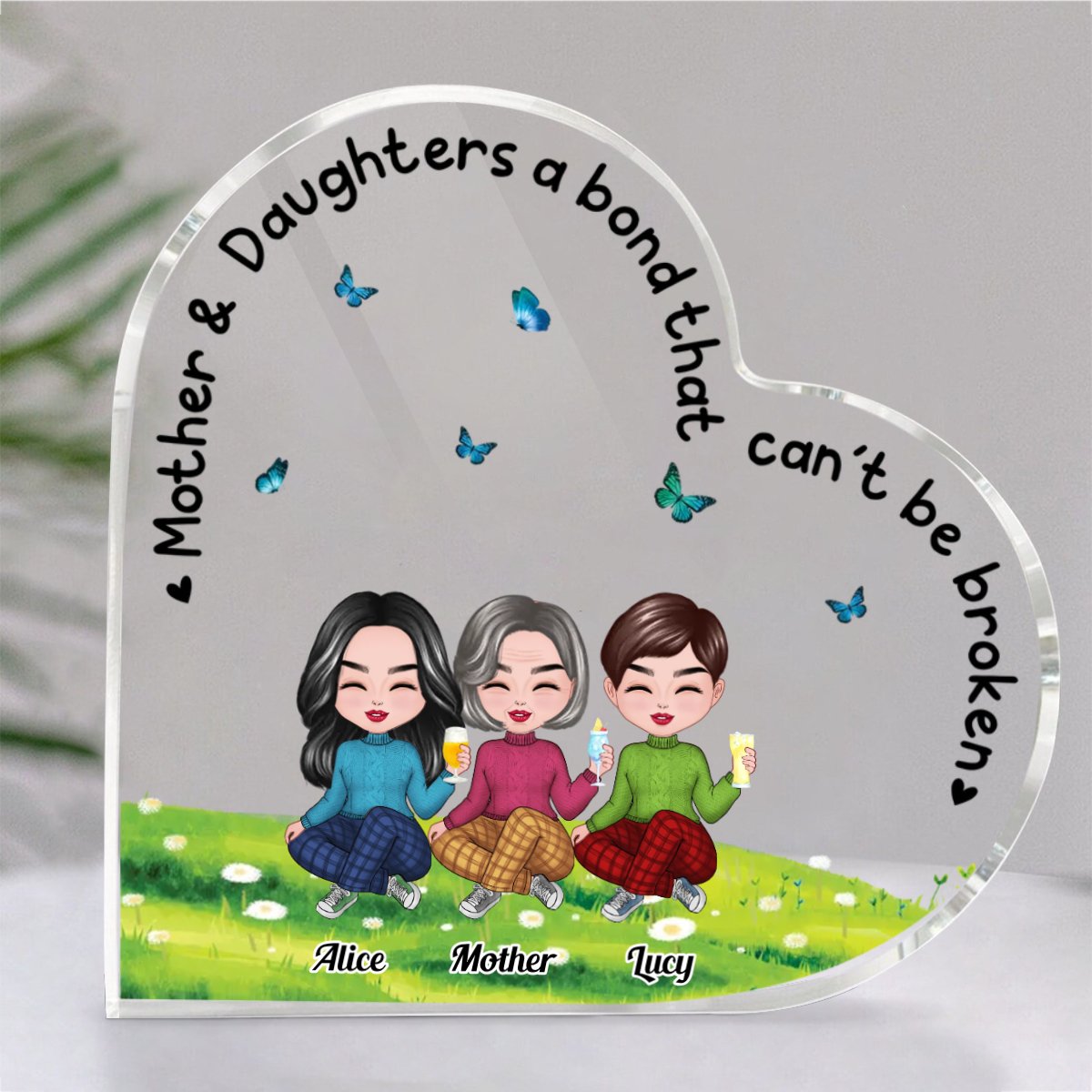 Family - Mother & Daughters A Bond That Can‘t Be Broken - Personalized Acrylic Plaque (MC) - Makezbright Gifts