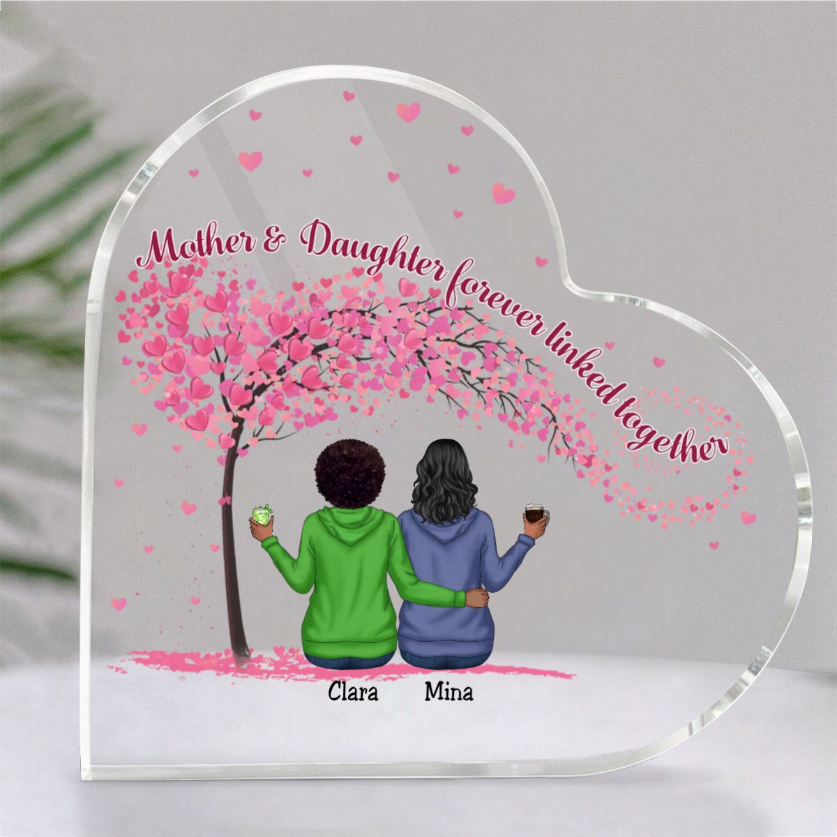 Family - Mother & Daughters Forever Linked Together - Personalized Acrylic Plaque (LH) - Makezbright Gifts