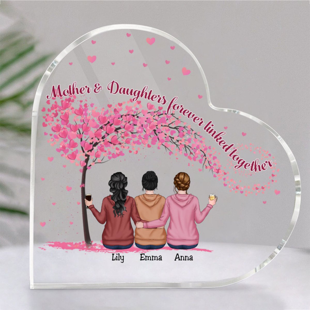 Family - Mother & Daughters Forever Linked Together - Personalized Acr ...