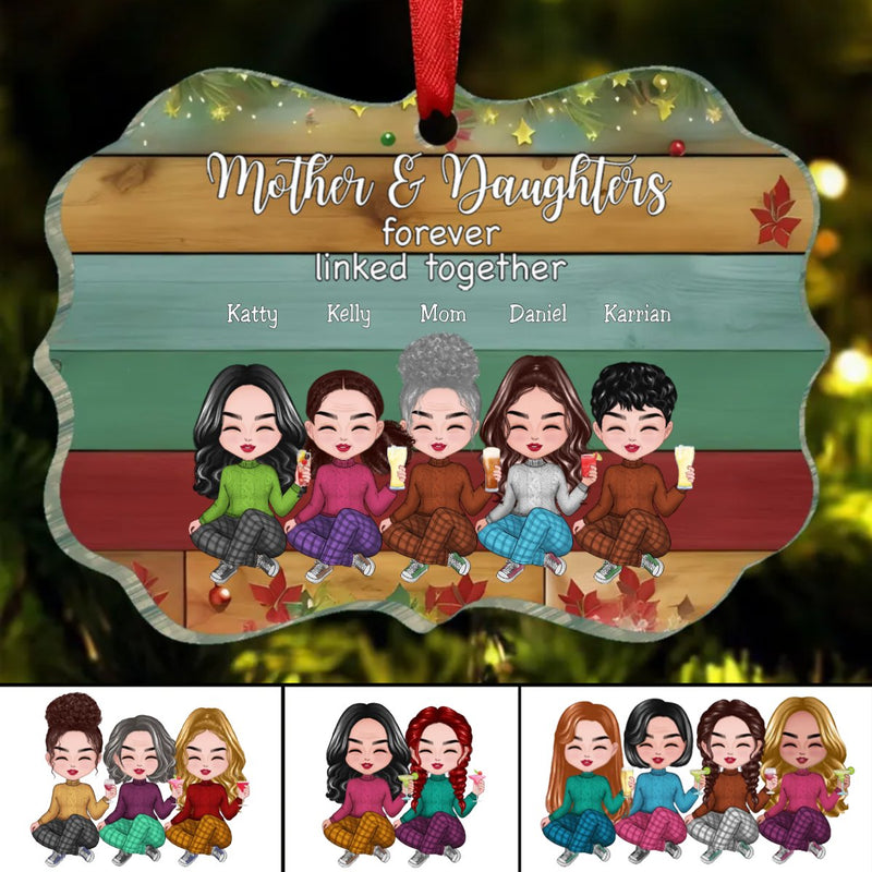 Family - Mother & Daughters Forever Linked Together - Personalized Ornament TC - Makezbright Gifts