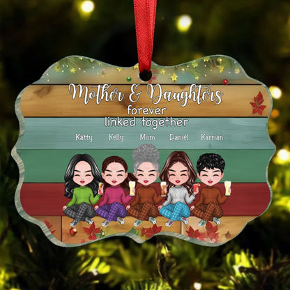 Family - Mother & Daughters Forever Linked Together - Personalized Ornament TC - Makezbright Gifts