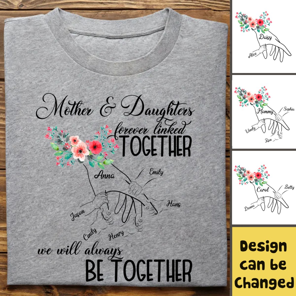 Family - Mother & Daughters Forever Linked Together - Personalized Unisex T - shirt - Makezbright Gifts