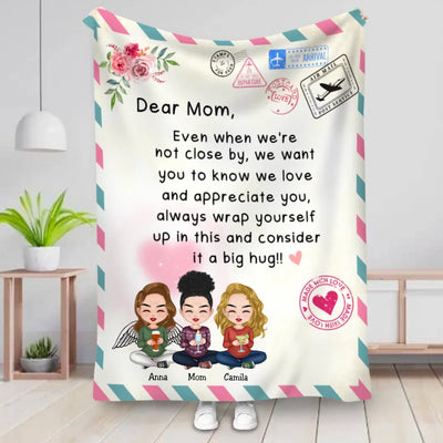 Family - Mother's Day Blanket Dear Mom, I Love You - Personalized Blanket (NM) - Makezbright Gifts