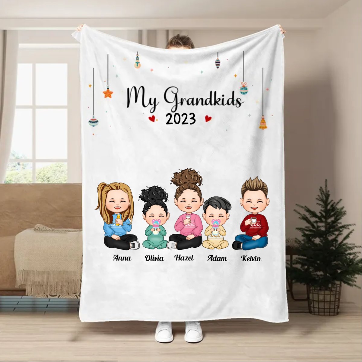 Family - My Grandkids - Personalized Blanket (TT) - Makezbright Gifts