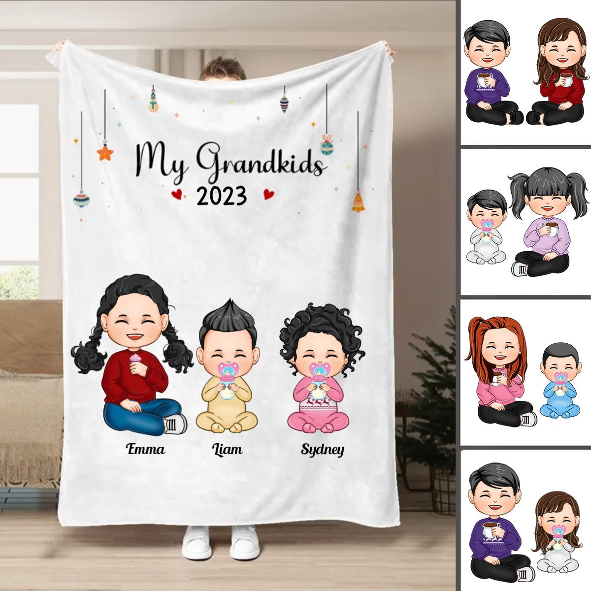 Family - My Grandkids - Personalized Blanket (TT) - Makezbright Gifts