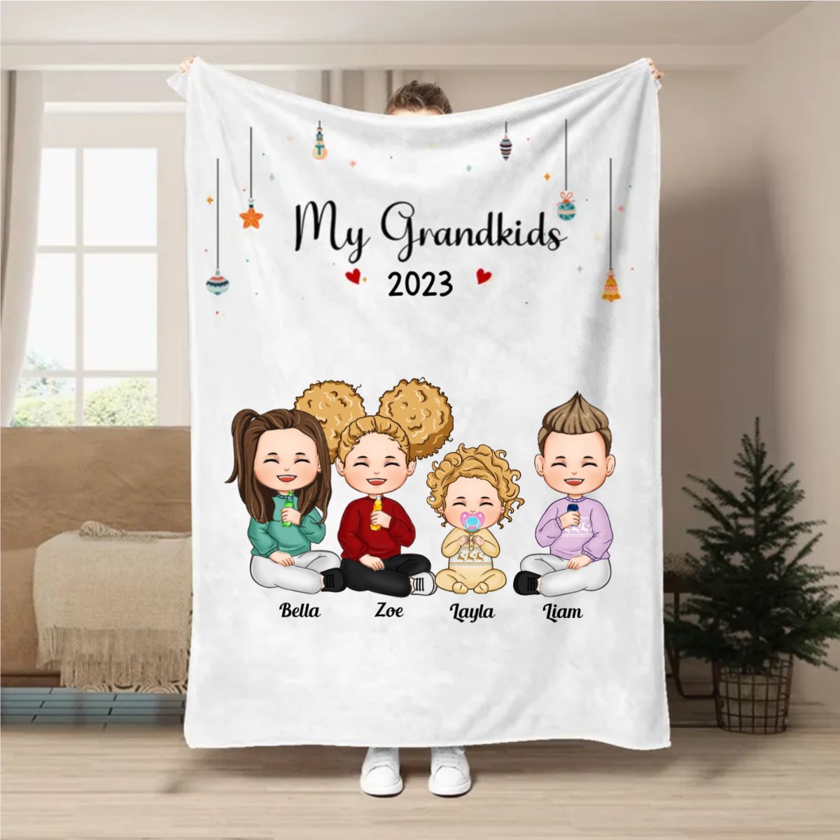 Family - My Grandkids - Personalized Blanket (TT) - Makezbright Gifts