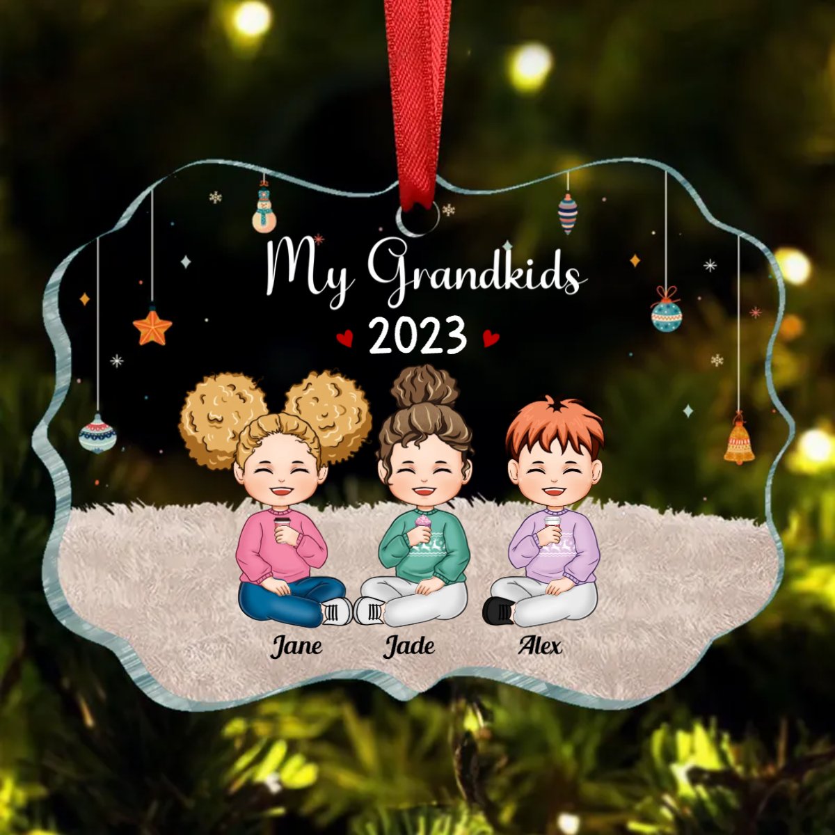 Family - My Grandkids - Personalized Transparent Ornament - Makezbright Gifts