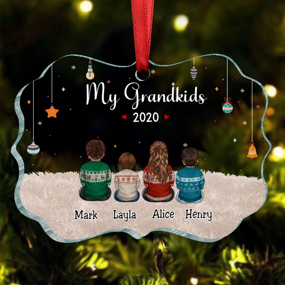 Family - My Grandkids - Personalized Transparent Ornament (TB) - Makezbright Gifts