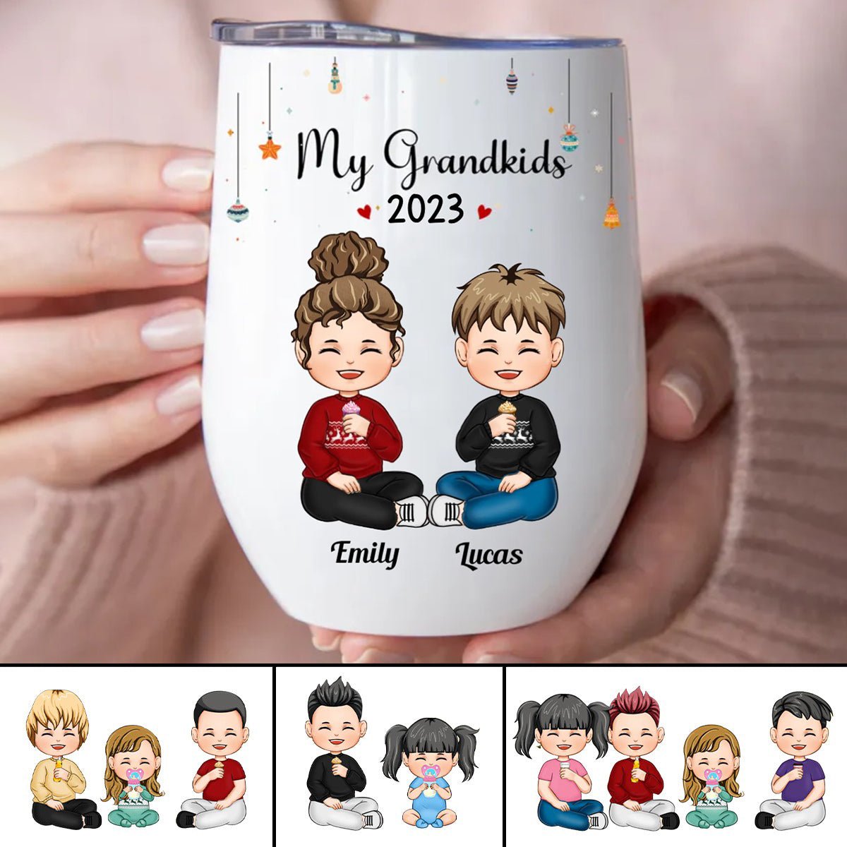 Family - My Grandkids - Personalized Wine Tumbler - Makezbright Gifts