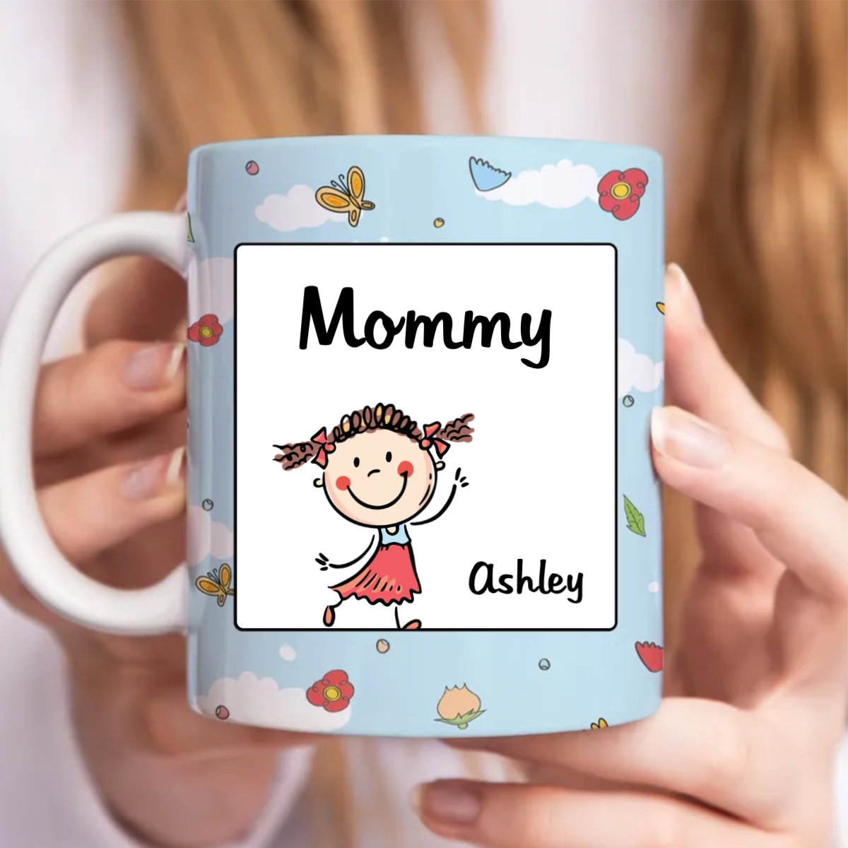 Family - Nana Grandma Mommy Cartoon Happy Kids - Personalized Mug - Makezbright Gifts