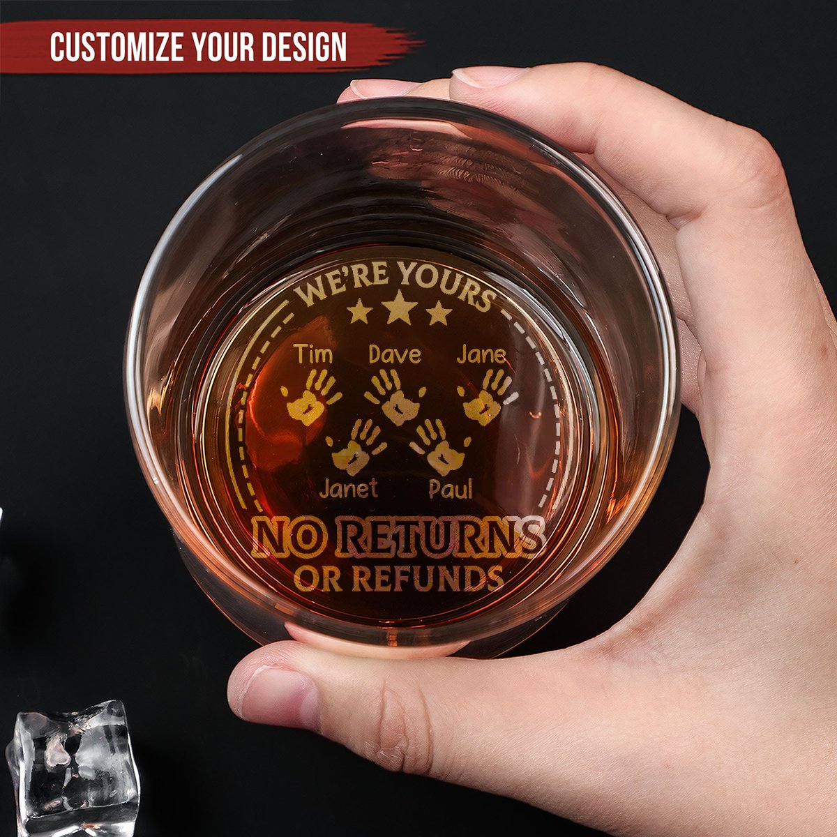 Family - No Returns Or Refunds - Personalized Engraved Whiskey Glass - Makezbright Gifts