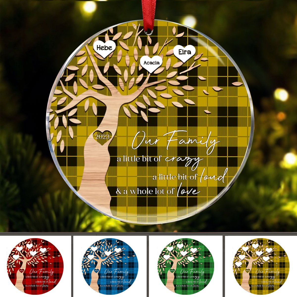 Family - Our Family A Little Bit Of Crary A Little Bit Of Loud & A Whole Lot Of Love - Personalized Ornament - Makezbright Gifts