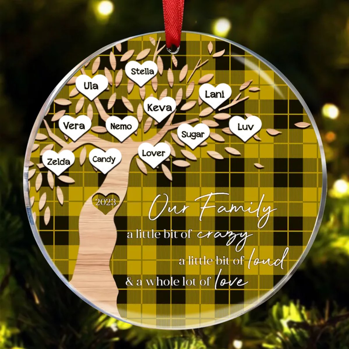 Family - Our Family A Little Bit Of Crary A Little Bit Of Loud & A Whole Lot Of Love - Personalized Ornament - Makezbright Gifts