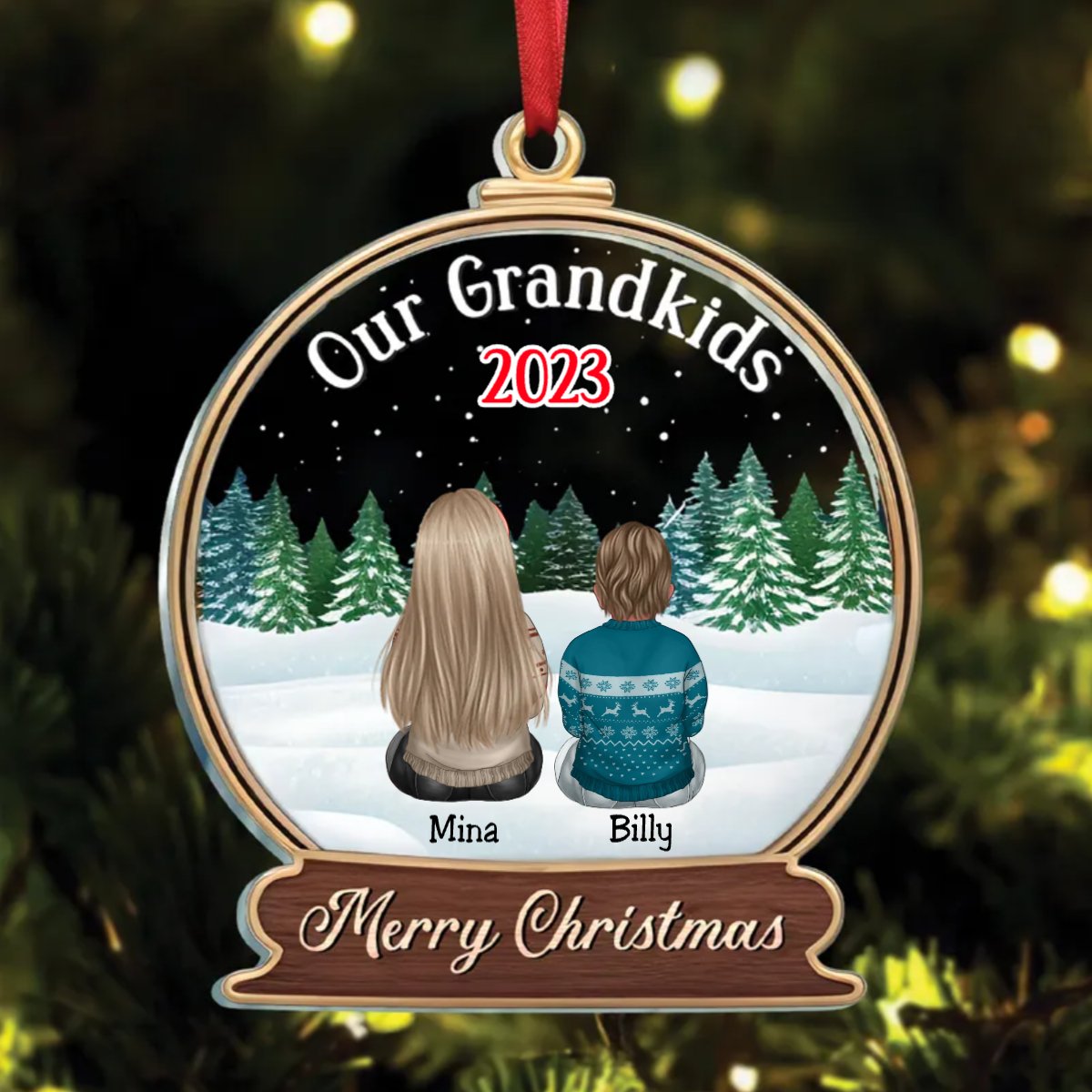 Family - Our Grandkids Children - Personalized Circle Ornament (LH) - Makezbright Gifts