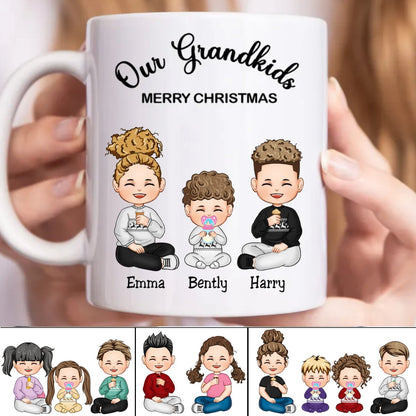 Family - Our Grandkids Merry Christmas - Personalized Mug - Makezbright Gifts