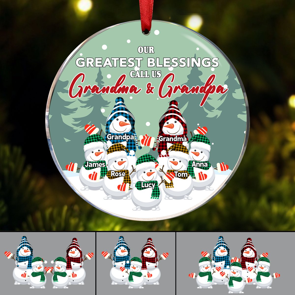 Family - Our Greatest Blessings Call Us Grandma And Grandpa - Personalized Circle Ornament - Makezbright Gifts