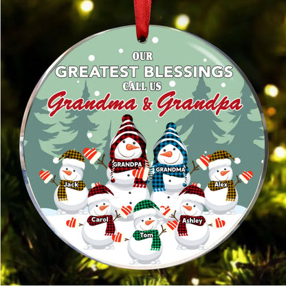 Family - Our Greatest Blessings Call Us Grandma And Grandpa - Personalized Circle Ornament - Makezbright Gifts