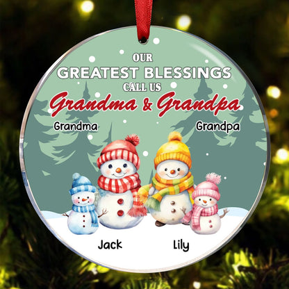 Family - Our Greatest Blessings Call Us Grandma And Grandpa - Personalized Circle Ornament (VT) - Makezbright Gifts