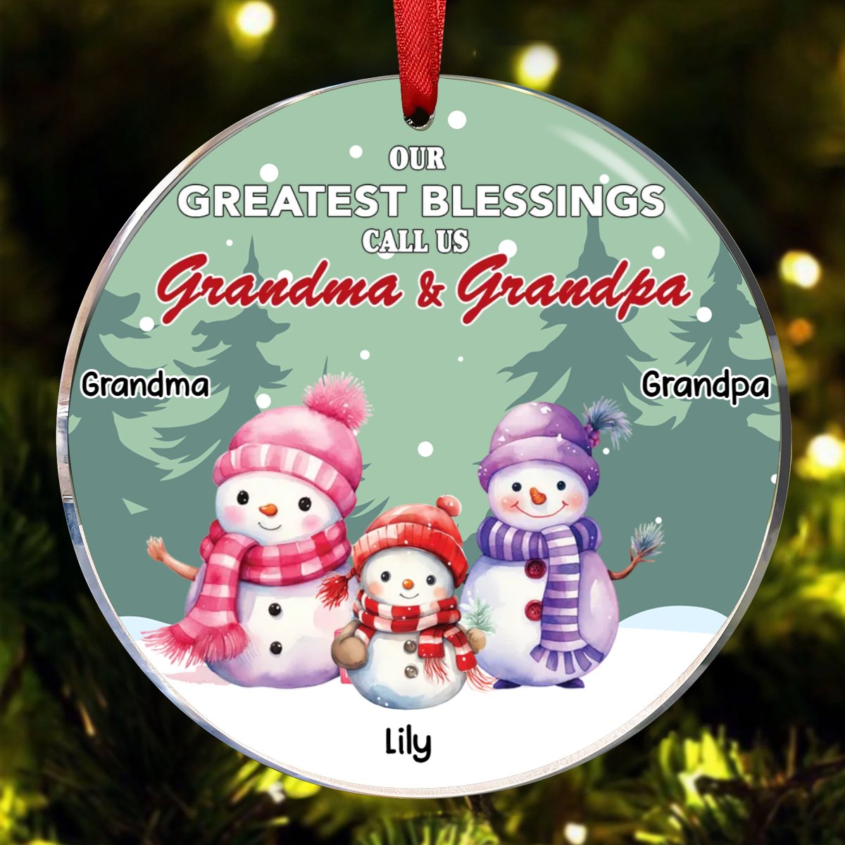 Family - Our Greatest Blessings Call Us Grandma And Grandpa - Personalized Circle Ornament (VT) - Makezbright Gifts