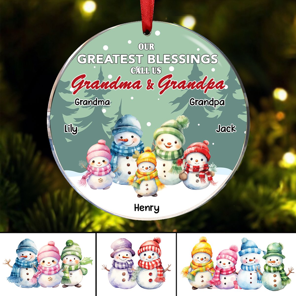 Family - Our Greatest Blessings Call Us Grandma And Grandpa - Personalized Circle Ornament (VT) - Makezbright Gifts