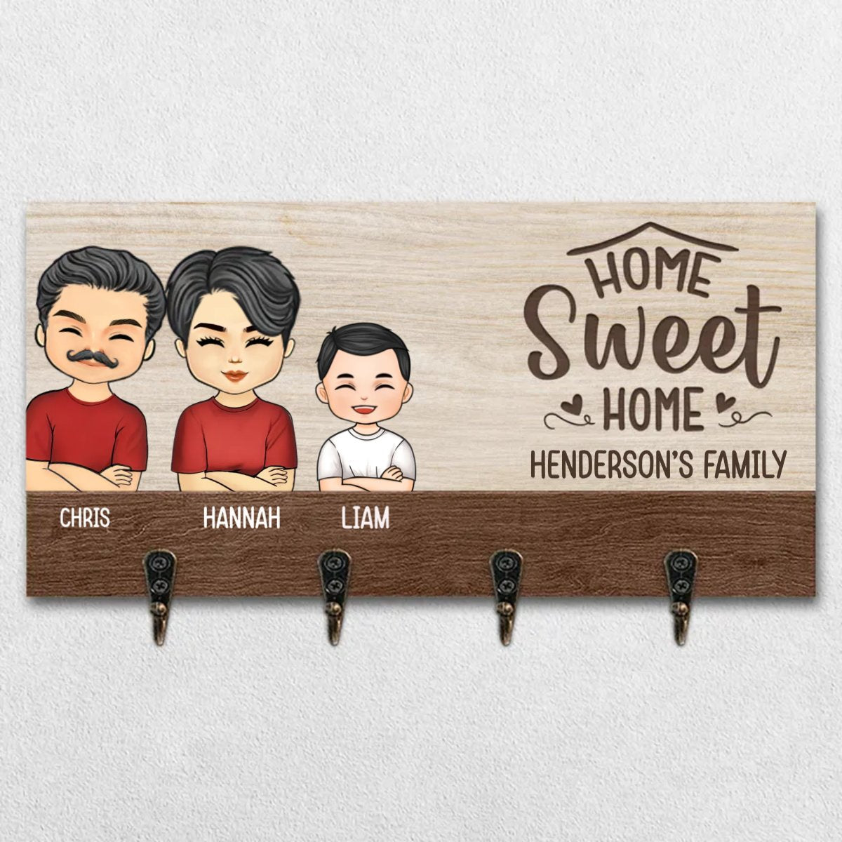 Family - Our Life Our Sweet Home - Personalized Key Holder - Makezbright Gifts