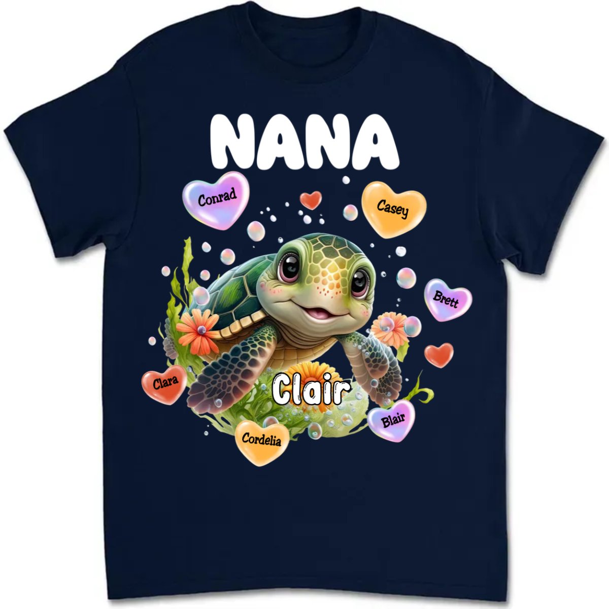 Family - Personalized Turtle Colorful Art Nana Shirt - Personalized T - Shirt - Makezbright Gifts