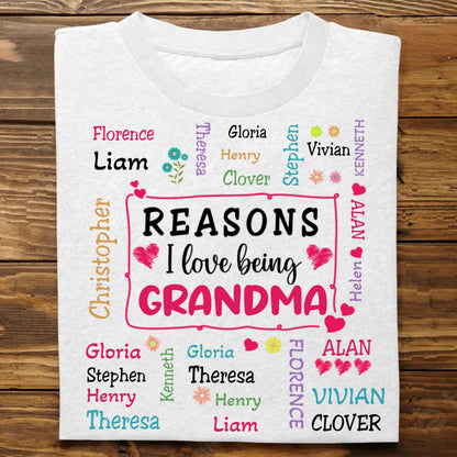 Family - Reasons I Love Being Grandma - Personalized Unisex T - shirt, Hoodie, Sweatshirt - Makezbright Gifts