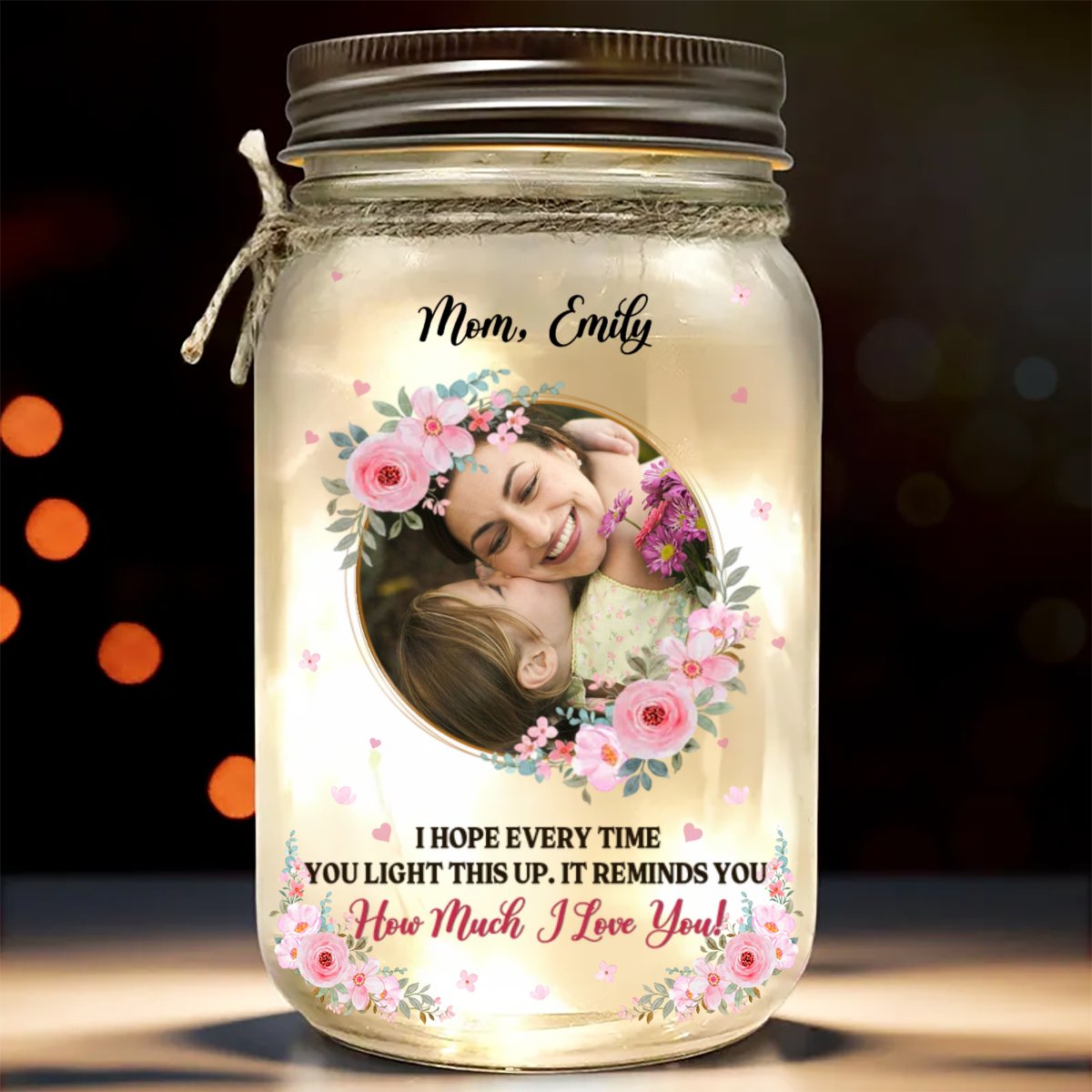 Family - Remember How Much I Love You - Personalized Mason Jar Light - Makezbright Gifts