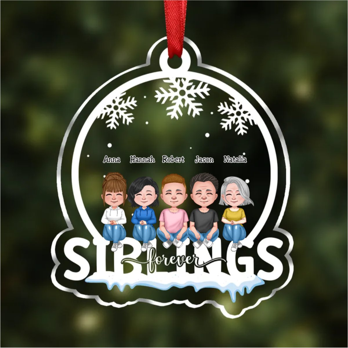 Family - Siblings Forever - Personalized Christmas Transparent Ornament - Makezbright Gifts