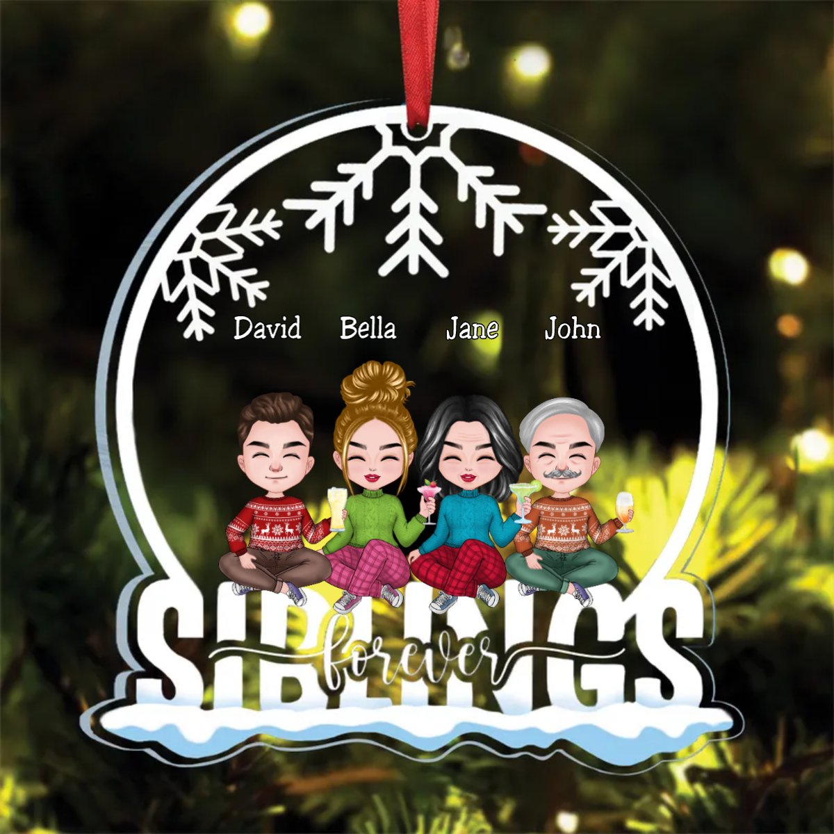 Family - Siblings Forever - Personalized Transparent Ornament - Makezbright Gifts