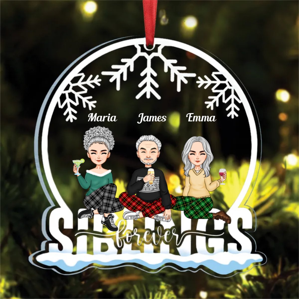 Family - Siblings Forever - Personalized Transparent Ornament - Makezbright Gifts