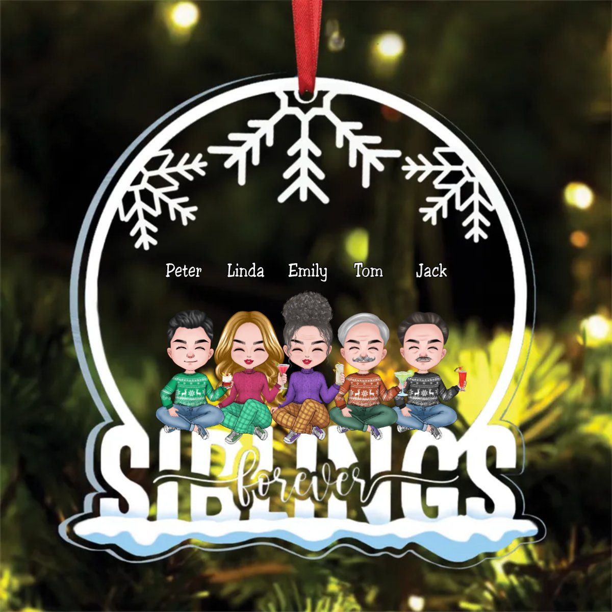 Family - Siblings Forever - Personalized Transparent Ornament - Makezbright Gifts